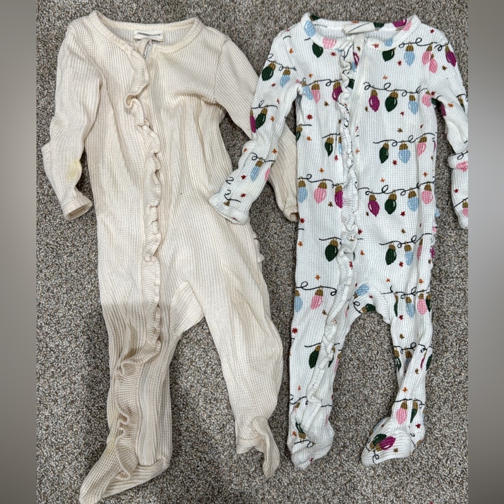 Ruffle Butt Spearmint Baby sleeper onesie